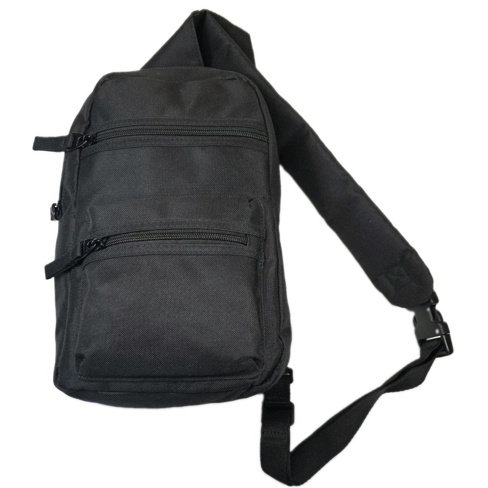 No Boundaries Men's Canvas Sling Bag Crossbody Chest Pack - Black (NWOT)